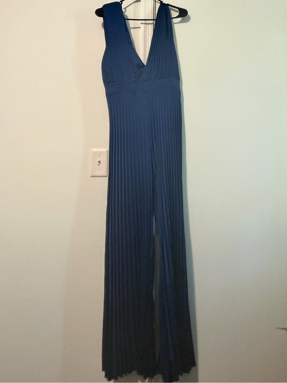 Abercrombie & Fitch Navy Pleated V-Neck Formal Jumpsuit